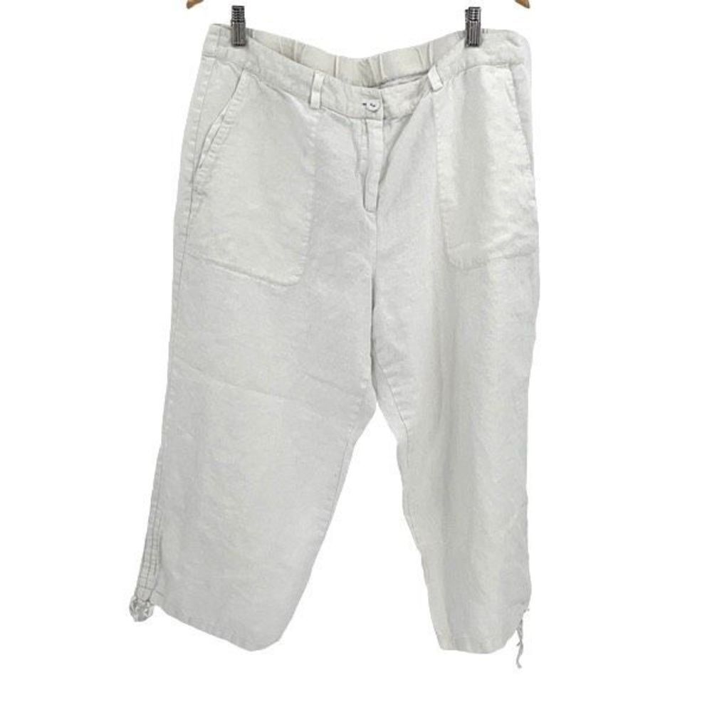 Charter‎ Club Weekend Womens Linen Patch Pocket Casual Cropped Pants White XL